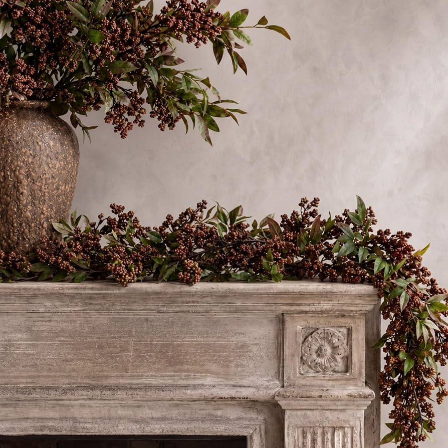 Norme 6ft Fall Plum Berries Garlands Artificial Rusty Plum Branch Autumn Garlands Fall Thanksgivi... | Amazon (US)