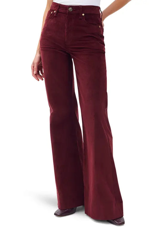 rag & bone Skylar High Waist Corduroy Flare Pants in Brgdy at Nordstrom, Size 30 | Nordstrom