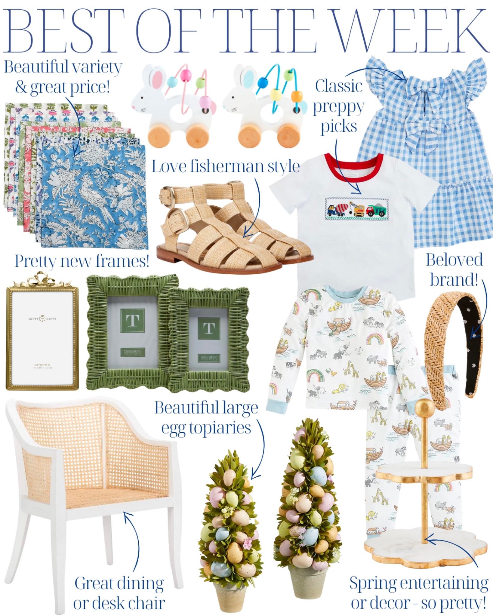 bunny wreath | blue dress | outdoor pillows | raffia headband | bunny cachepot | woven rocking chair | scalloped tray | egg tree | spring style | spring dress | bunny finial | Easter decor | spring decor | spring decorations | Easter decorations

#LTKstyletip #LTKhome