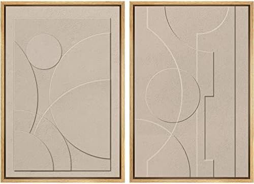 SIGNWIN Framed Canvas Print Wall Art Set Art Deco Geometric Polygon Collage Abstract Shapes Illus... | Amazon (US)
