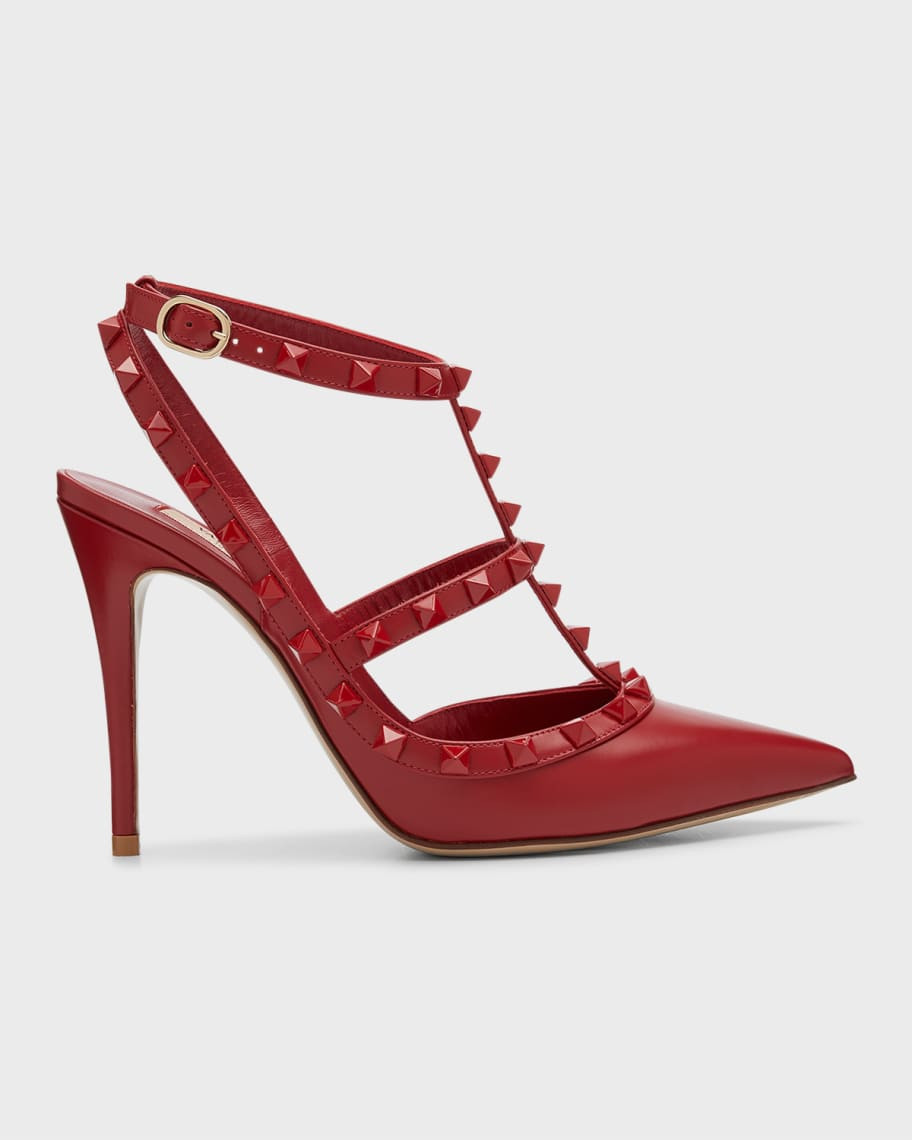 Valentino Garavani Rockstud Leather 100mm Pumps | Neiman Marcus
