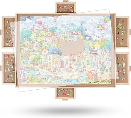 ALL4JIG 2000 Pieces Rotating Puzzle Board with 6 Drawers and Cover,29.6"x41.3"Portable Wooden Jig... | Amazon (US)