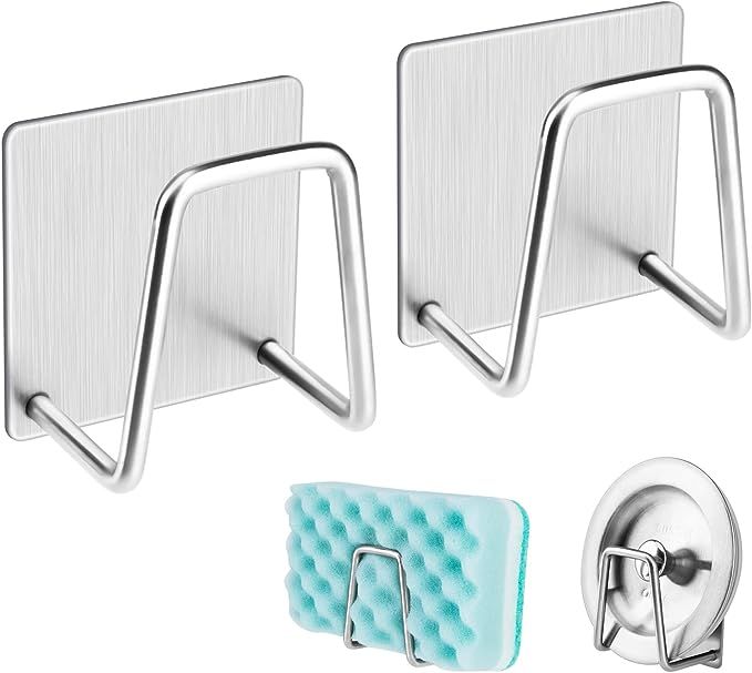 NEXCURIO Adhesive Sponge Holder Sink Caddy for Kitchen Accessories - SUS304 Stainless Steel Rust ... | Amazon (US)