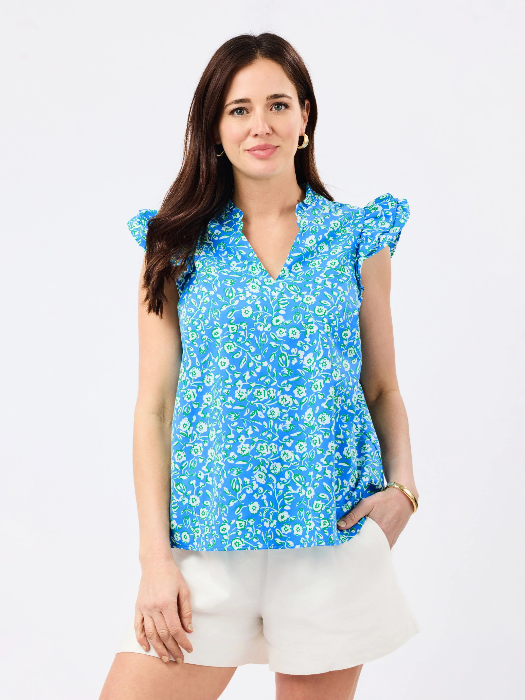 Leigh Top | Meadow Line Blue | Mary Square