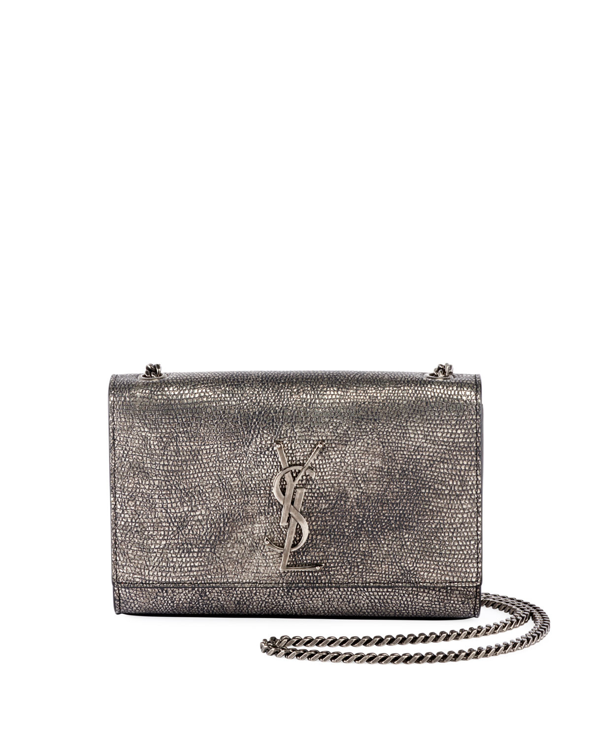 Kate Monogram YSL Small Metallic Lizard-Print Crossbody Bag | Neiman Marcus