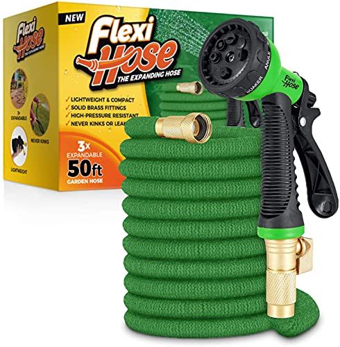 Flexi Hose with 8 Function Nozzle Expandable Garden Hose, Lightweight & No-Kink Flexible Garden Hose | Amazon (US)