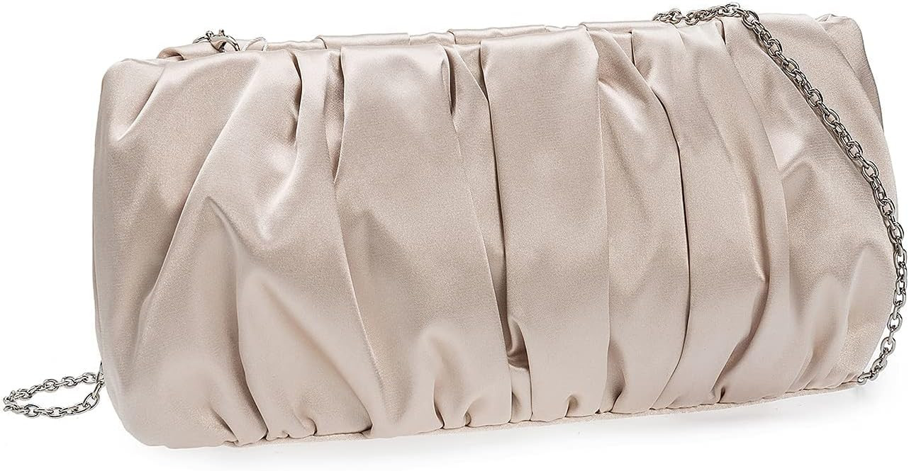 iXebella Classy Evening Bags Pleated Satin Clutch Formal Dressy Purses Wedding/Prom/Party Handbag... | Amazon (US)