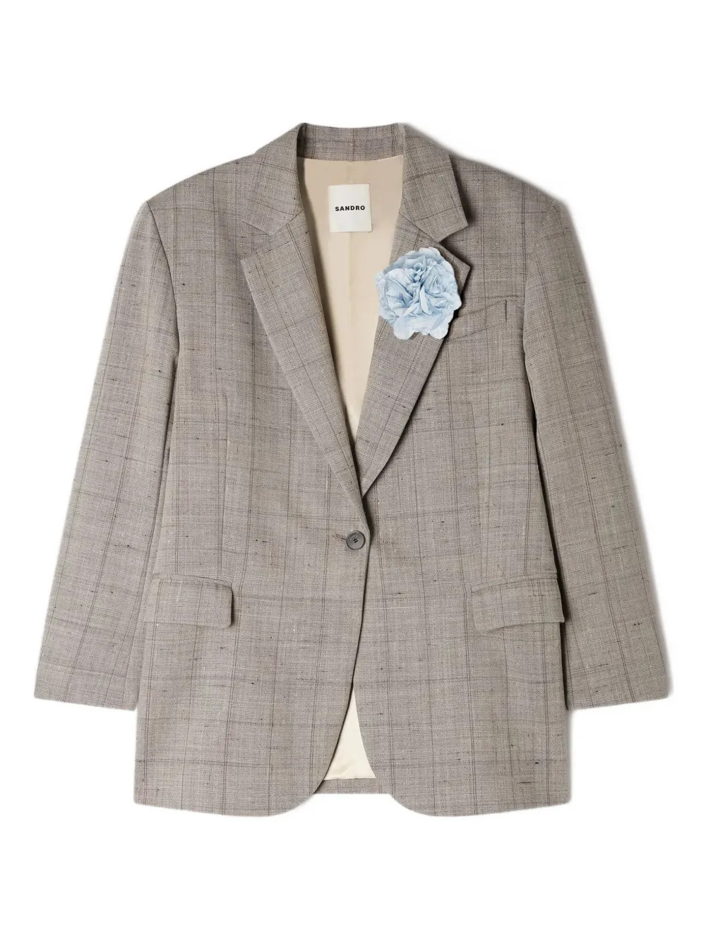 flower-brooch checked blazer | Farfetch Global