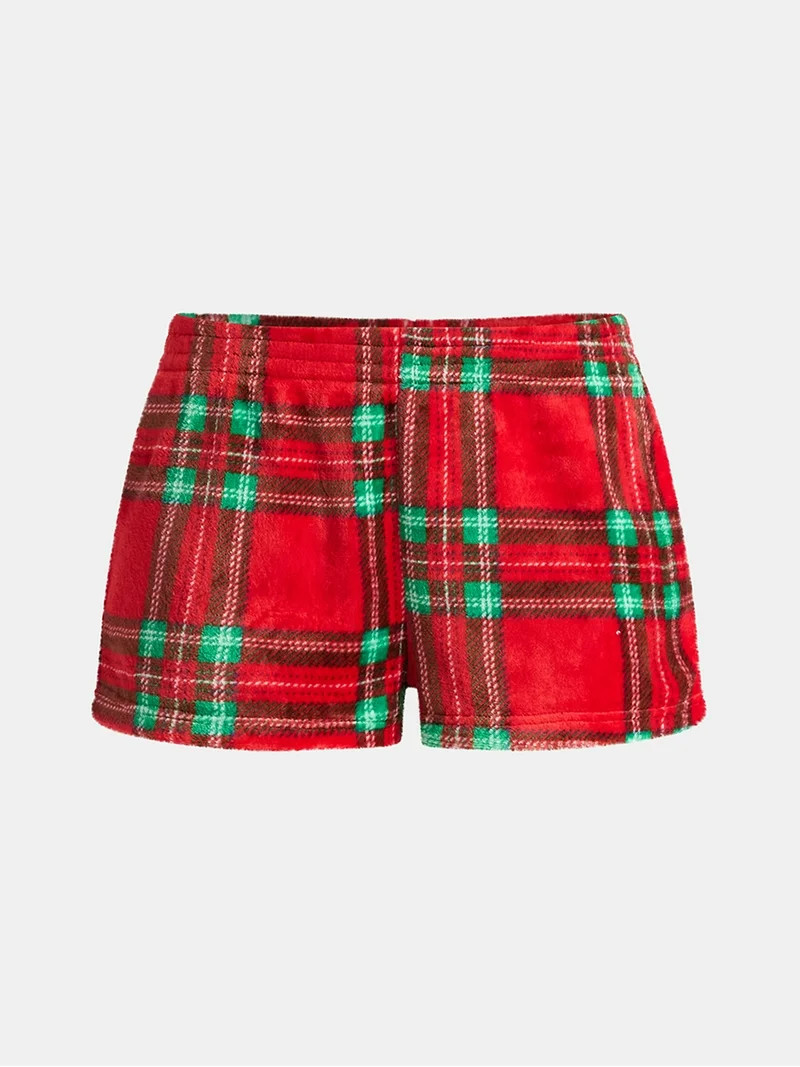 No Boundaries Pull-On Printed Plush Shorts, 2'' Inseam, Women's | Walmart (US)