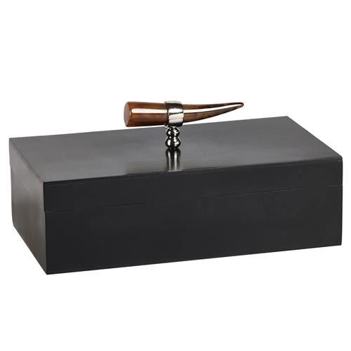 Pollock Modern Classic Black Resin Horn Handle Rectangular Decorative Box | Kathy Kuo Home