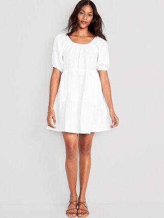 Puff-Sleeve Tiered Mini Swing Dress for Women | Old Navy (US)