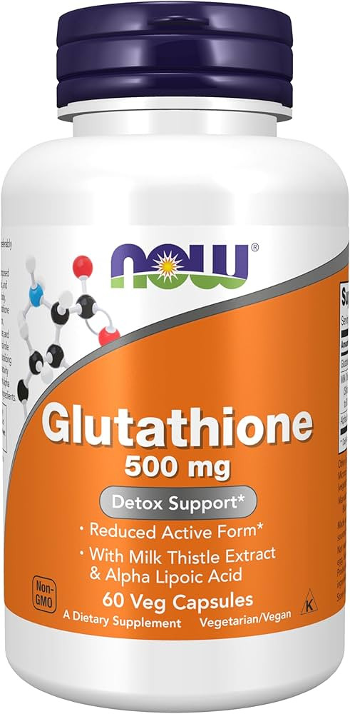 NOW Foods Supplements, Glutathione 500 mg, With Milk Thistle Extract & Alpha Lipoic Acid, Free Ra... | Amazon (US)