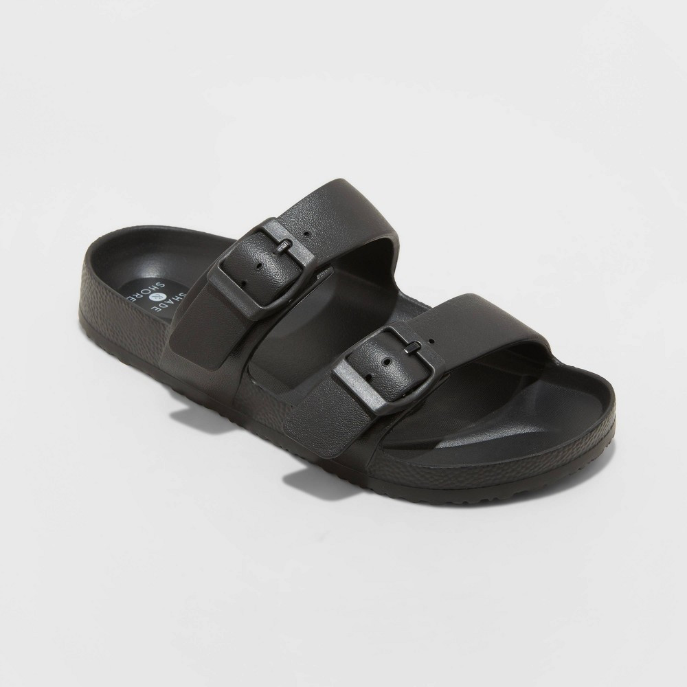Women's Neida Wide Width EVA Two Band Slide Sandals - Shade & Shore Black 8W | Target