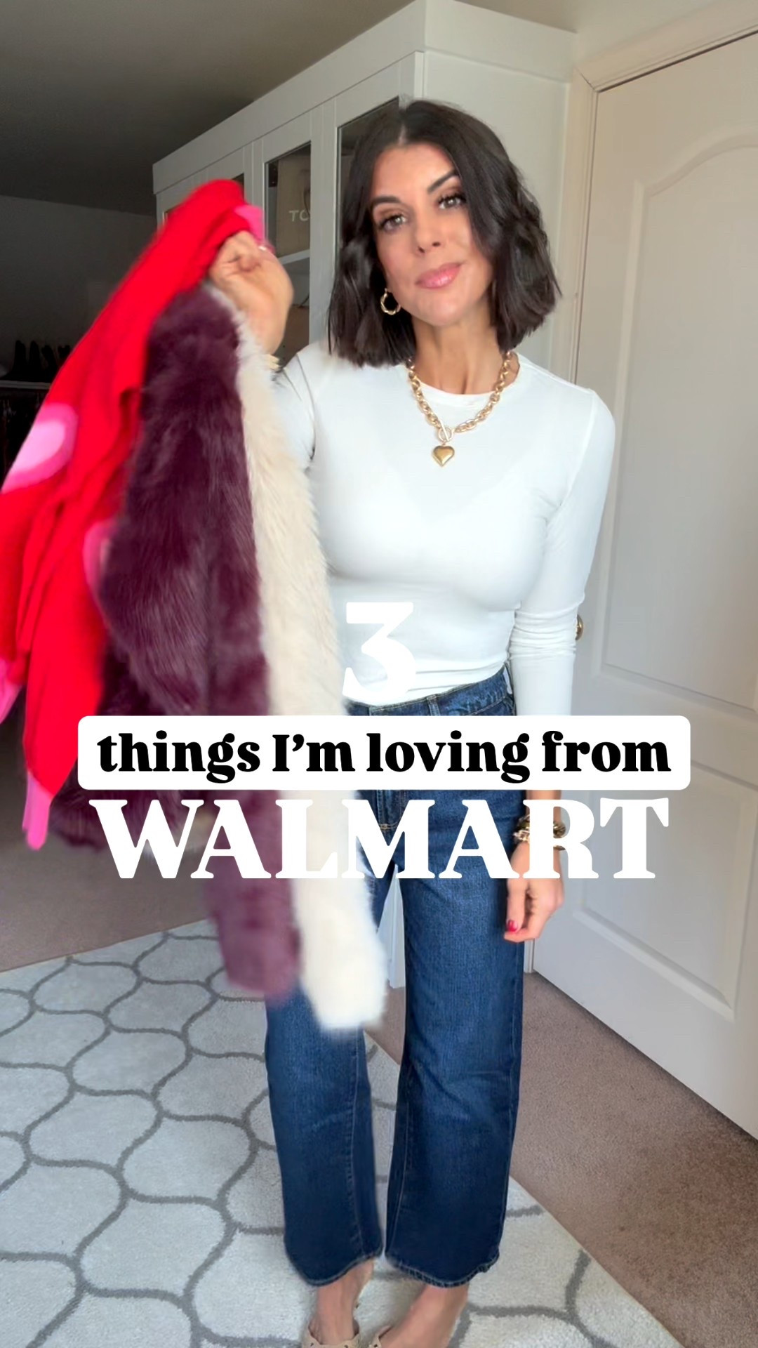 3 things I’m loving from Walmart!! 
I’m in size small in tee, fur coats, and sweater. My true Size 2 in jeans - consider sizing down if in between. I’m 5’5 for reference. 

#LTKSaleAlert #LTKFindsUnder100 #LTKHoliday