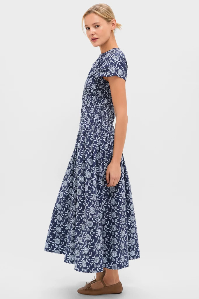 Blue Floral Smocked Rollins Midi Dress | Tuckernuck (US)