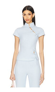 SAU LEE Iris Crepe Top in Pastel Blue from Revolve.com | Revolve Clothing (Global)