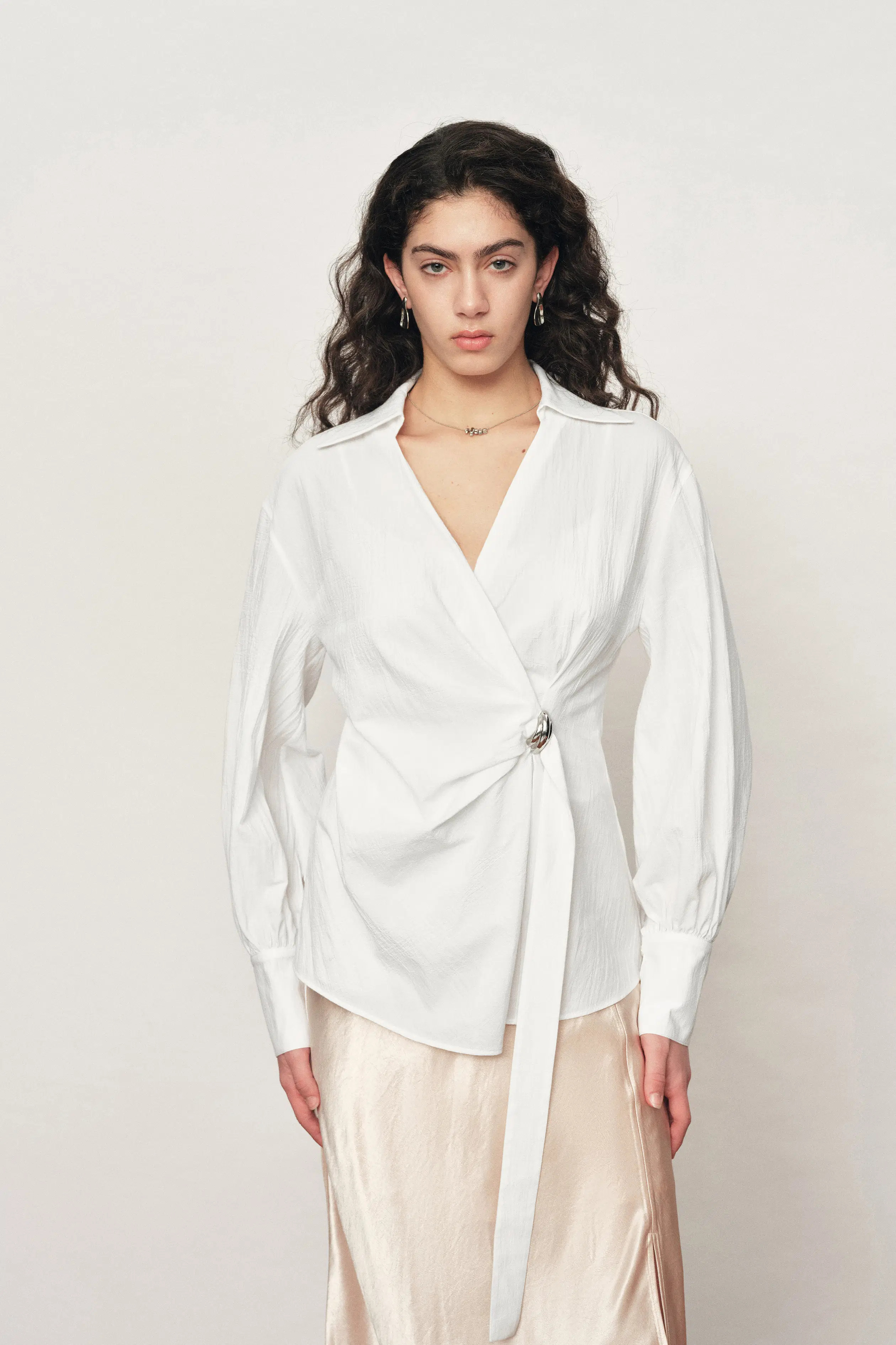 Bianca Hand Stitch Ruched-Waist Shirt in Premium Pima Cotton | Fabrique
