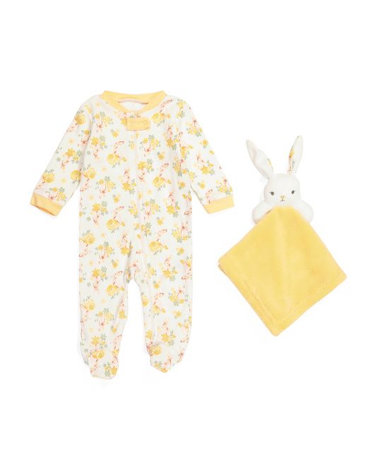 Newborn Girl Footed Bunny Coveralls With Hat | TJ Maxx