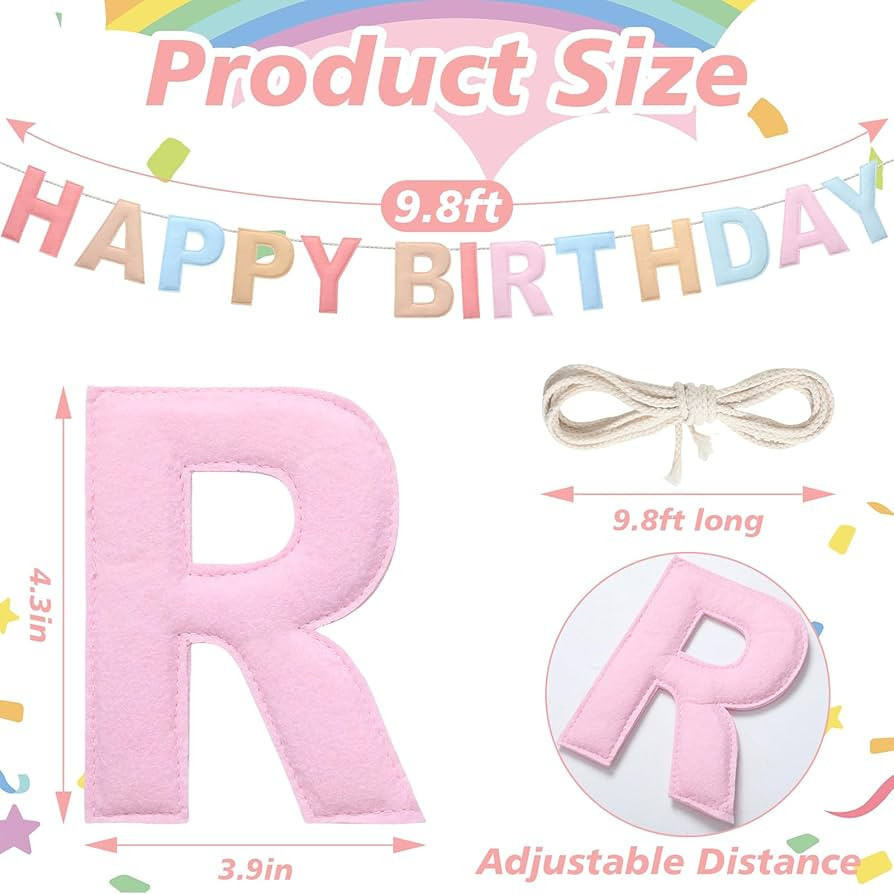 Felt Happy Birthday Garland Rainbow Banner Reusable Happy Birthday Sign Party Supply for Party De... | Amazon (US)