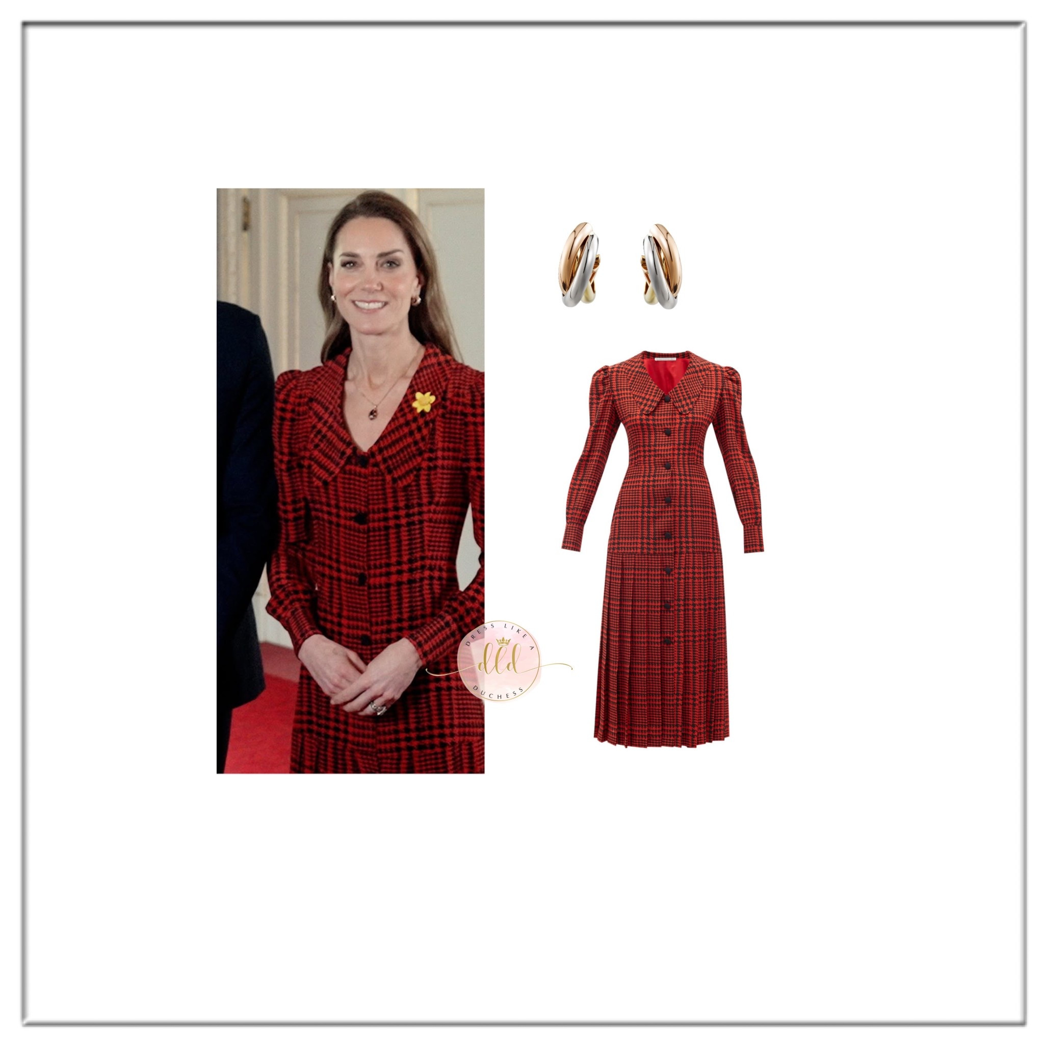 3/1/26 Kate Middleton in a new message for St. David’s Day wearing a past season Alessandra Rich dress 🌼
