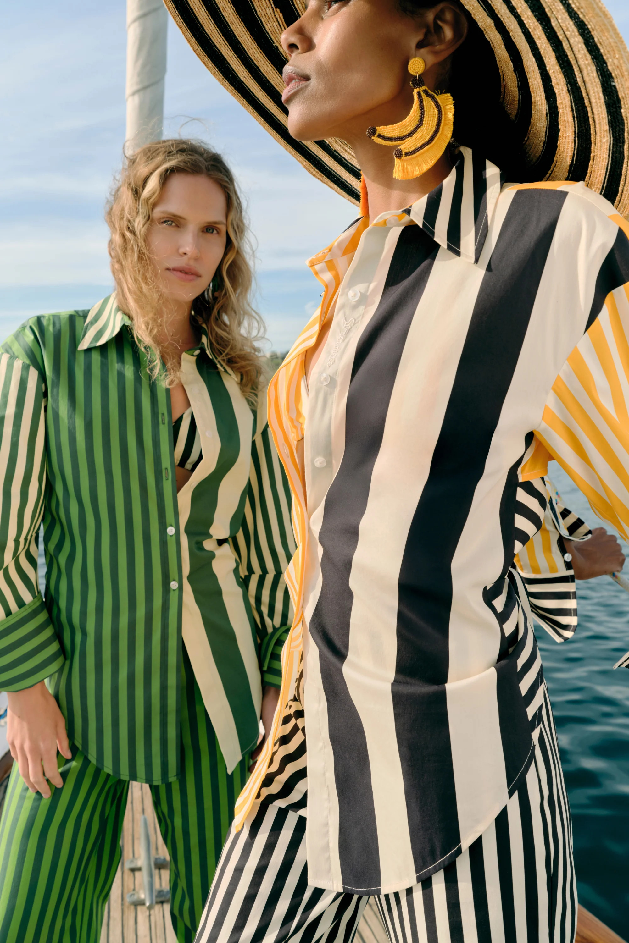 Loch Poplin Button Up in Sungold Stripe Combo | Simon Miller