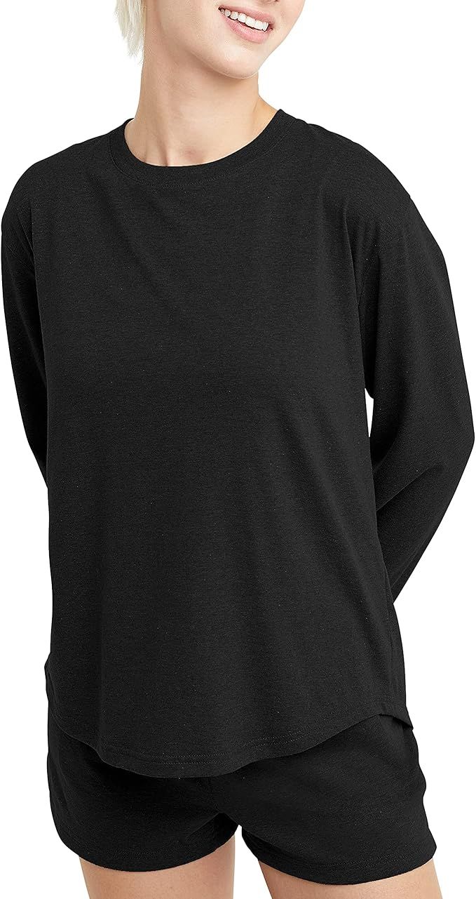 Hanes Women's Originals Tri-Blend Long-Sleeve T-Shirt, Crewneck Tee for Women, Relaxed Fit, Avail... | Amazon (US)