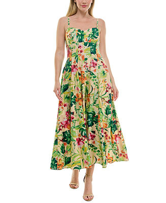 Women's Printed Sweetheart Fit & Flare Dress | Macy's