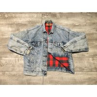 Mens Vintage Levis 70417 0819 Denim Jean Barn Trucker Plaid Lined Jacket Size Medium Made in Usa | Etsy (US)