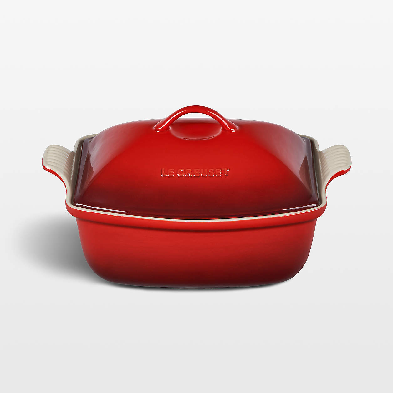 Le Creuset Heritage Cerise 4.5-Qt. Deep Covered Baker | Crate & Barrel | Crate & Barrel