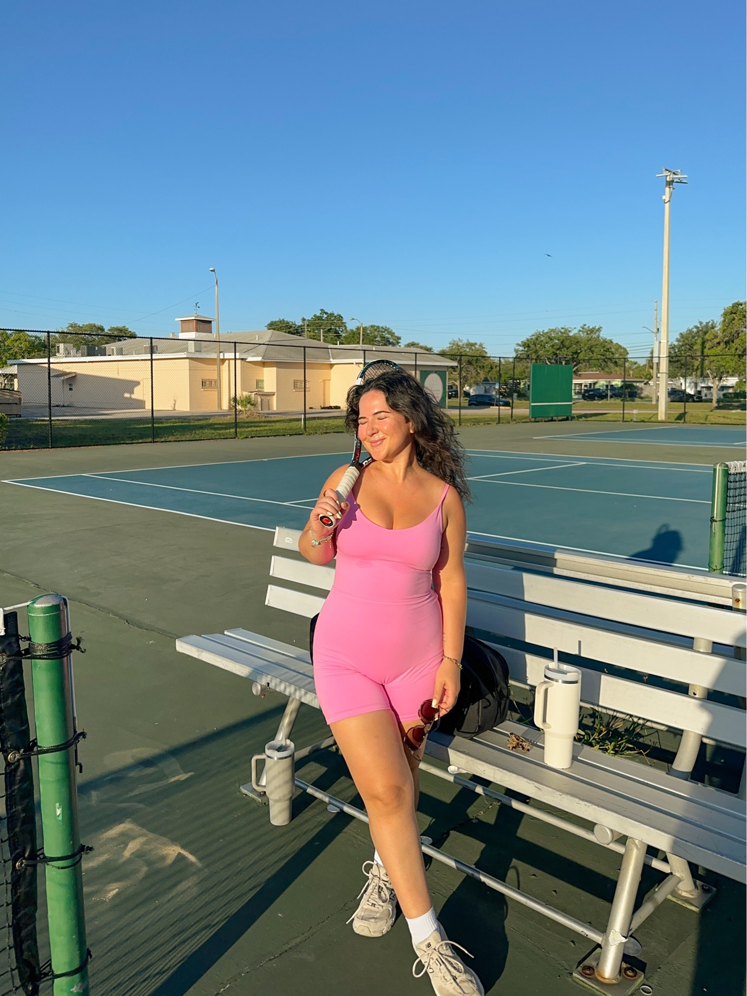 my favorite active onesie 🩷 have it in 2 colors - wearing a M! // activewear, matching set, workout, summer fashion, workout set