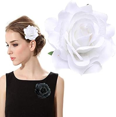 White Rose Flower Hair Clips Flower Brooch Pin Up Mexican Flamenco Dancer Fabric Flowers Headwear... | Amazon (US)