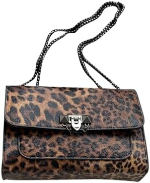 SweatyRocks Women's Leopard Print Flap Shoulder Bag Top Handle Leather Crossbody Purses with Chai... | Amazon (US)