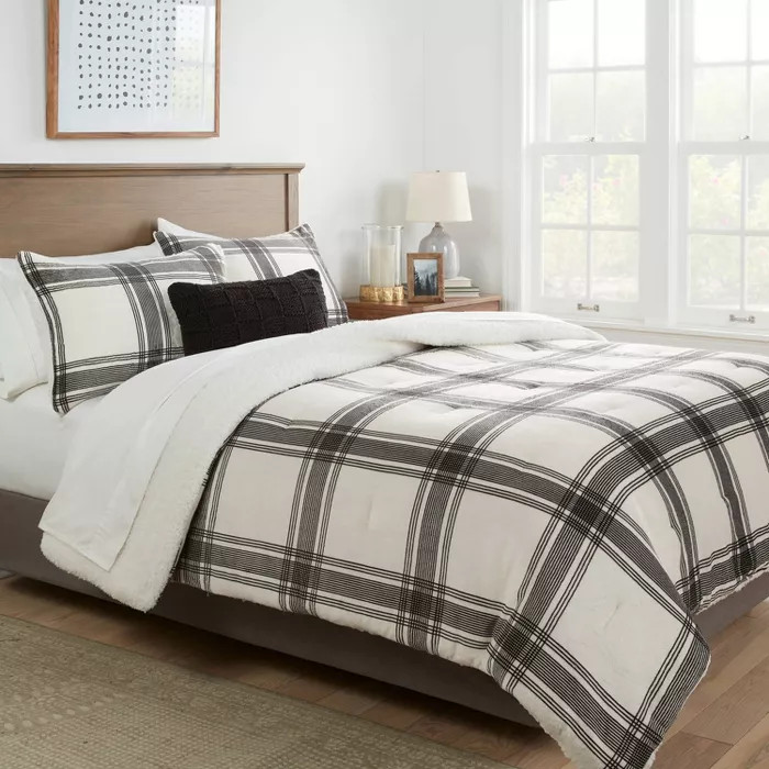Sherpa & Plush Reversible Plaid Comforter & Sham Set - Threshold™ | Target