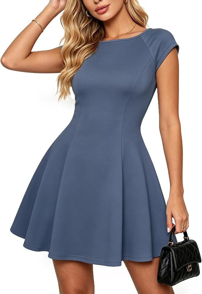 Belle Poque Women's Boat Neck Short Dresses 2026 Summer A Line Mini Sundress Elegant Formal Class... | Amazon (US)