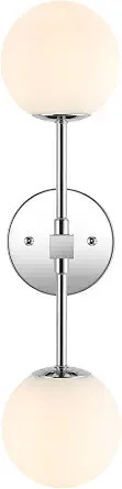 BAODEN Modern Wall Sconce 2-Lights Industrial Mid Century Bathroom Vanity Wall Light with White G... | Amazon (US)
