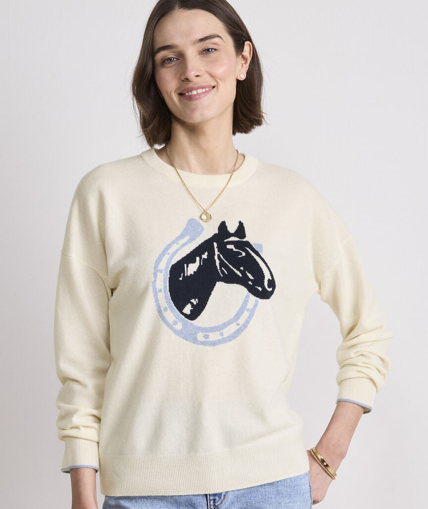 Kentucky Derby Women's Intarsia Cashmere Crewneck Sweater | vineyard vines