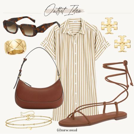 Striped shirt dress ❤️ spring outfit idea 

#LTKfindsunder100 #LTKitbag #LTKSeasonal