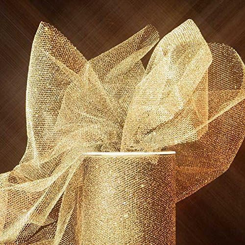 Sparkling Tulle Ribbon Rolls - 25 Yards - 6 Inches Wide (SPARKLING - Gold) | Amazon (US)