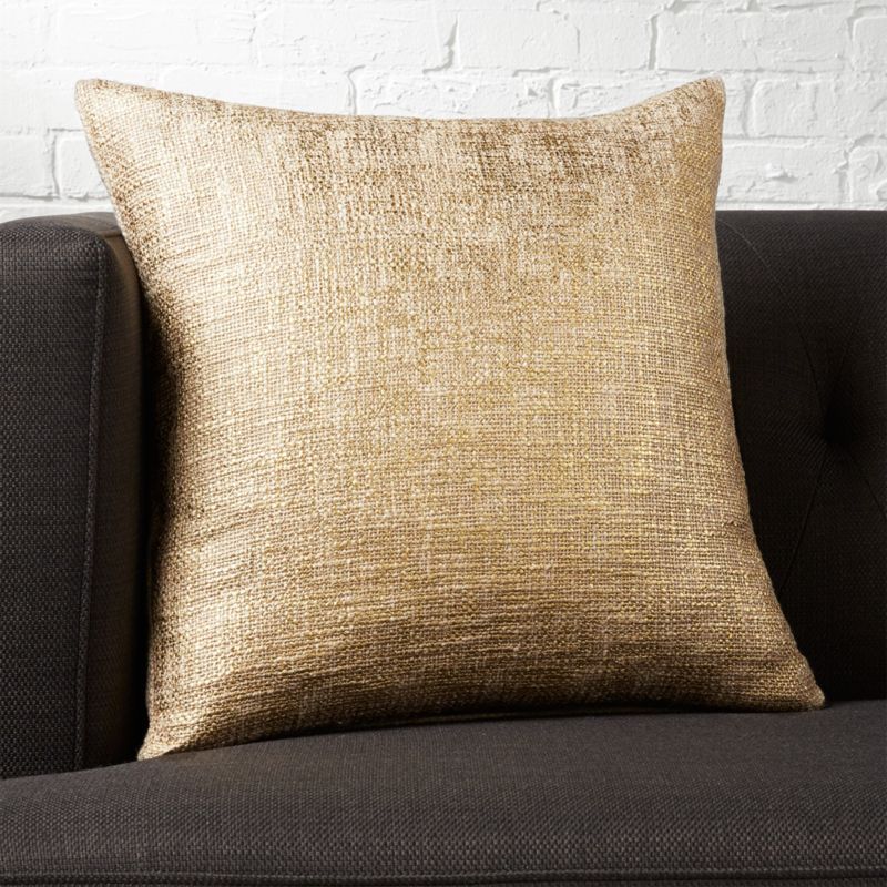 18" glitterati gold pillow with down-alternative pillow | CB2