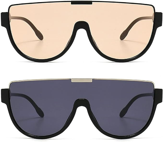 Oversized Sunglasses Women Men Luxury Big Frame Mask Glasses Goggle Flat Top Clear Eye Protection... | Amazon (US)