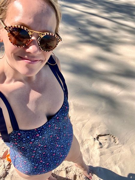 One piece swimsuit in an adorable pattern and high quality fabric. Yes please! I’m wearing a small. And i love that the front cut is a little lower but straight across and still classic. Straps are fully adjustable and a stretchy comfortable fabric 

#LTKswim #LTKtravel #LTKFind