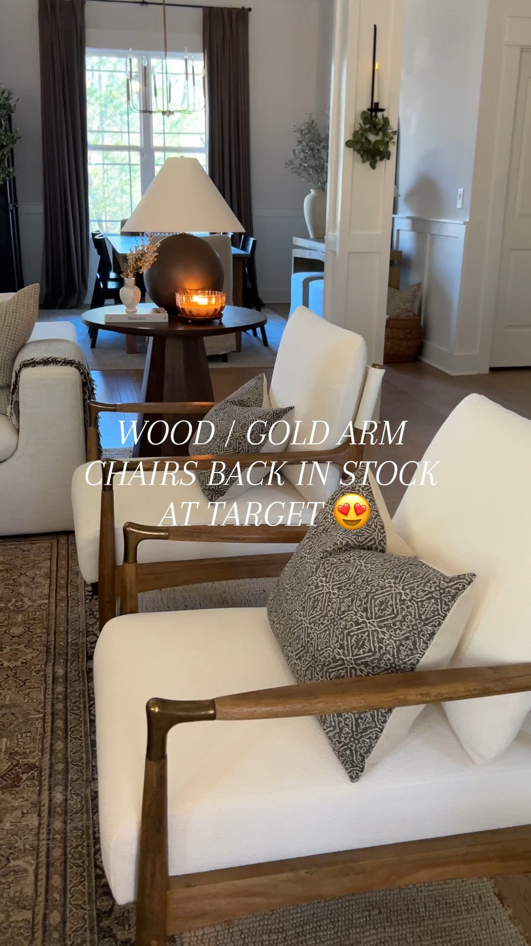 Our living room accent chairs are back in stock at Target! The wood and brass mix is just 😮‍💨👌🏻

#LTKHome #LTKWatchNow #LTKMostLoved