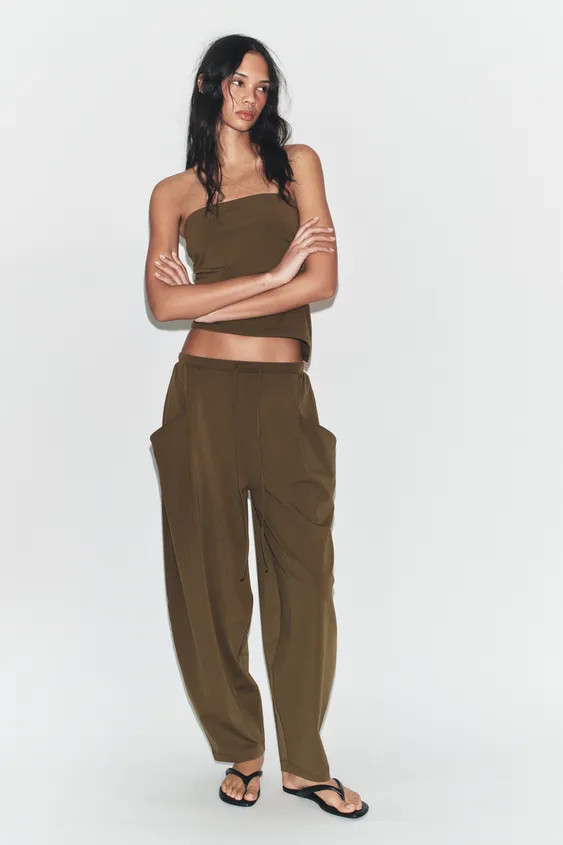 TEXTURED DRAPED BANDEAU TOP | Zara US