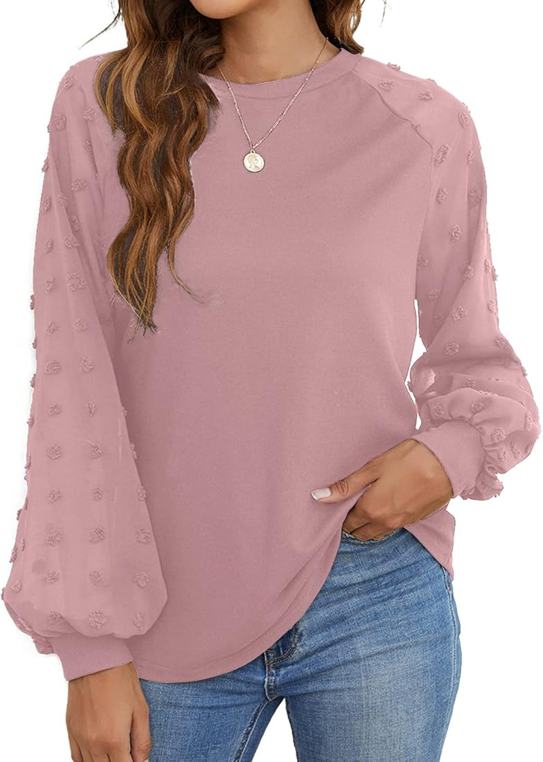 Blooming Jelly Womens Long Sleeve Blouses Shirts Elegant Knit Mesh Pom Pom Casual Loose Tops | Amazon (US)