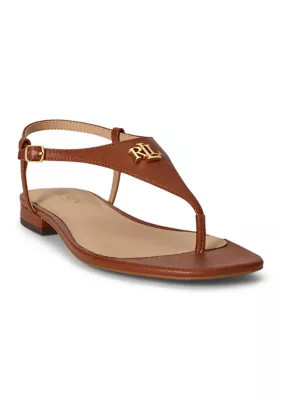 Lauren Ralph Lauren Women's Everley Nappa Leather Sandals, Tan, 9.5M | Belk