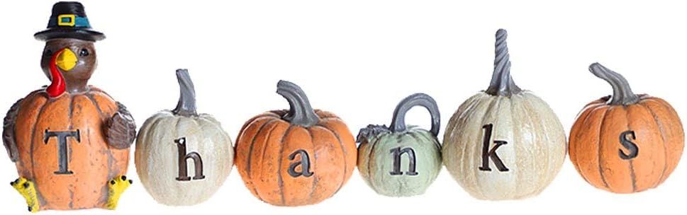 MorTime Thanksgiving Decorations Hand-Painted Turkey Pumpkin with Engraved Thanks, Set of 6 Table... | Amazon (US)