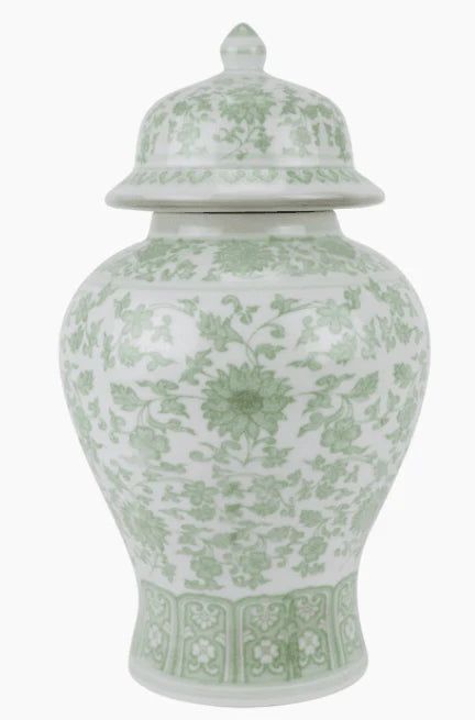 Medium Green & White Floral Porcelain Ginger Jar | The Well Appointed House, LLC