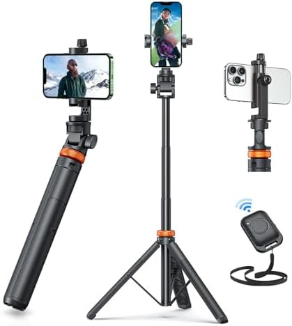EUCOS 62" Phone Tripod, Tripod for iPhone & Selfie Stick with Remote, Extendable Cell Phone Stand... | Amazon (US)