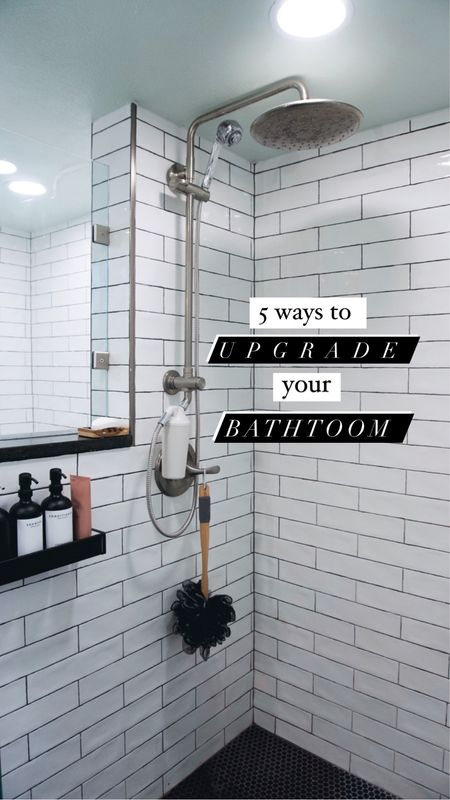 5 ways to upgrade your bathroom. Everything linked except shower filter. Code CLAIRE55 for 55% off all Aquasana products + free shipping (on orders $49+) Aquasana.com ; bottles & squeegee come in all different colors 

Bathroom essentials; ways to upgrade your bathroom; shower filter; water filter; shampoo bottles 

#LTKsalealert #LTKunder50 #LTKhome