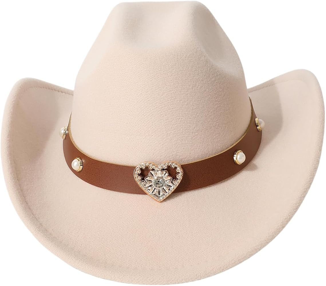 Women's Cowboy Hat Wide Brim Rodeo Western Cowgirl Hat Costume Accessories | Amazon (US)